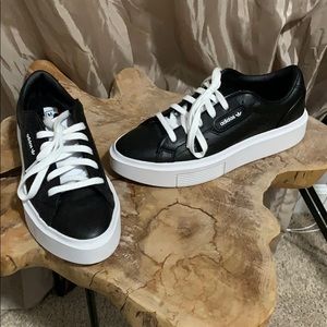 Black adidas sleek platform sneaker